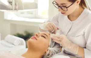 Woman is taking Sculptra at C2 Aesthetics in Cedar Park, TX